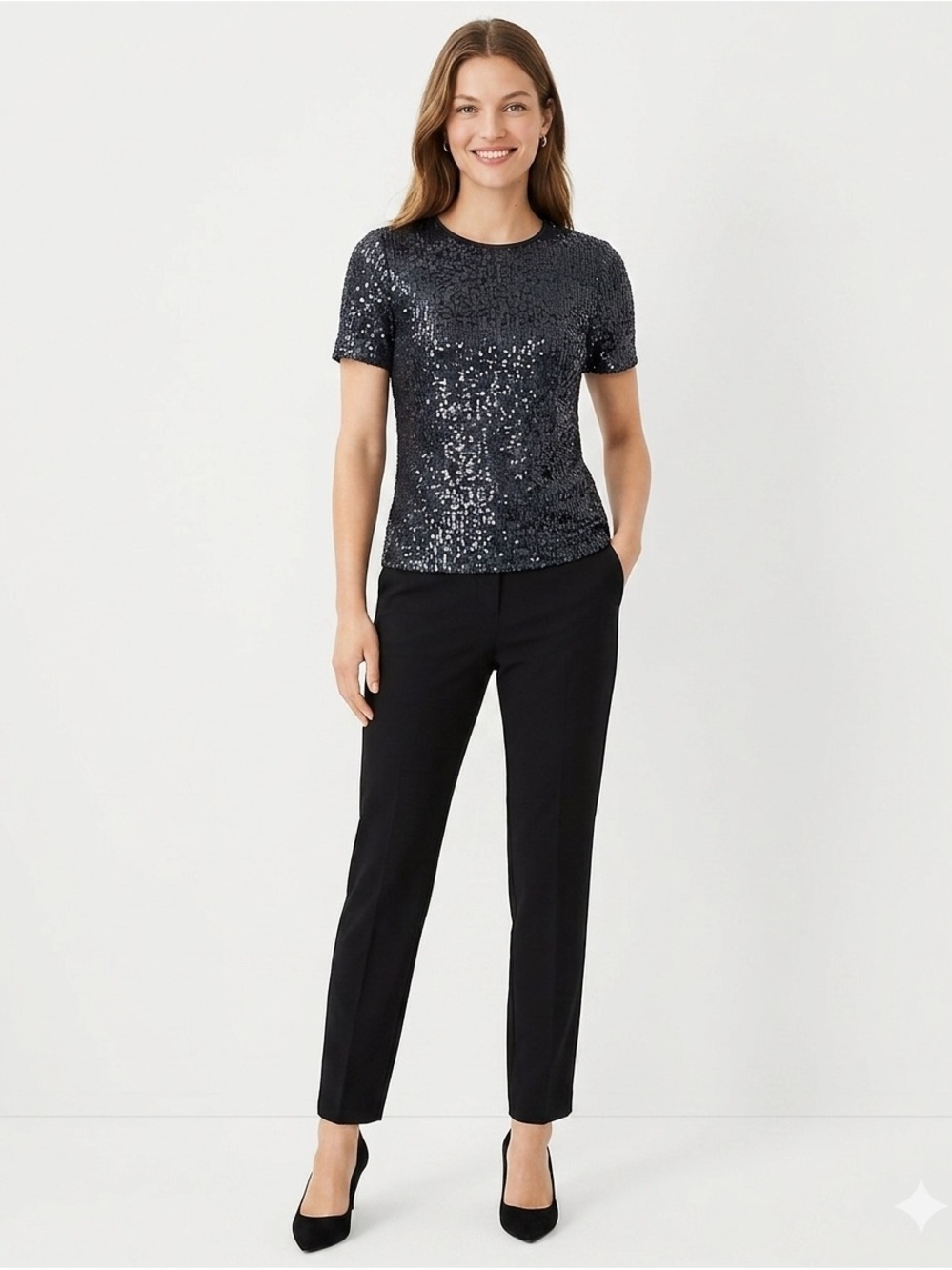 Ann Taylor Sequin Short-Sleeve Top